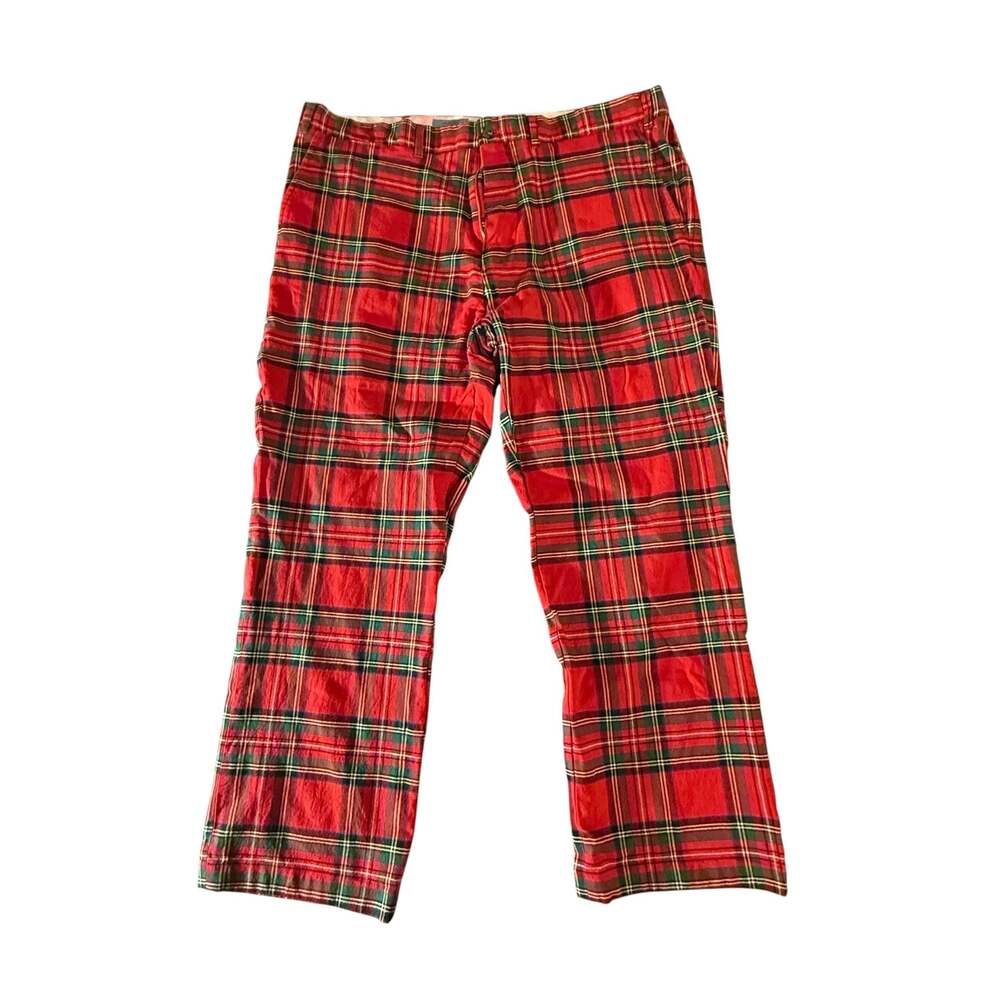 Castaway Nantucket Island Men's Red Plaid Tartan Trousers 40x27 (NOT 32)